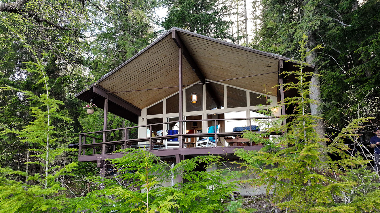 Cabin nestled in the trees